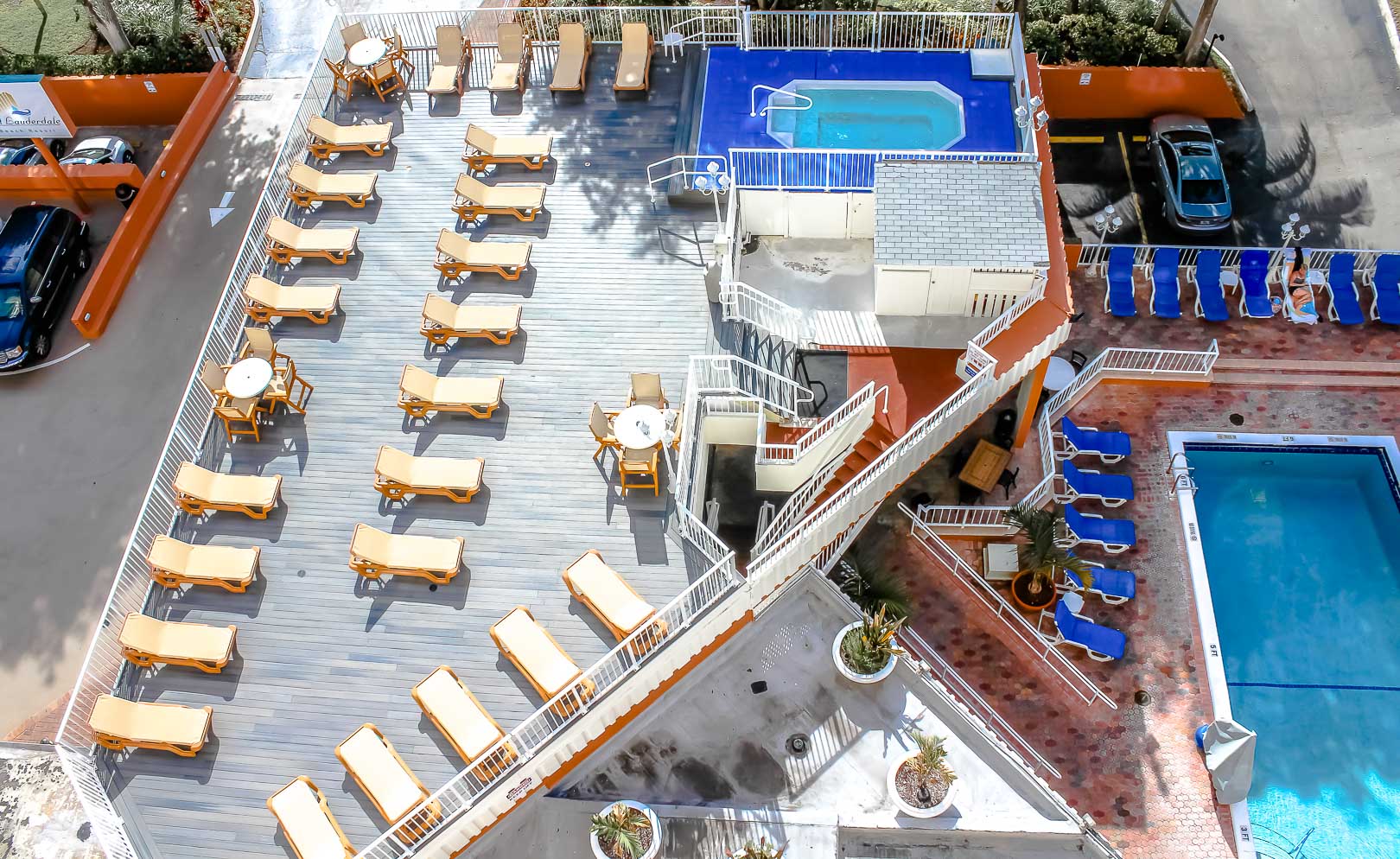 A view of the outside deck and the pool at VRI's Ft. Lauderdale Beach Resort in Florida.